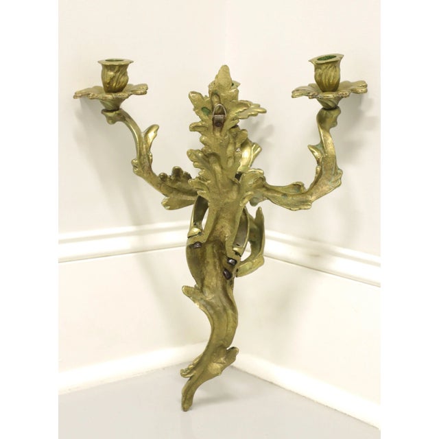 Antique 1920's Solid Brass Rococo Style Candle Wall Sconce For Sale In Charlotte - Image 6 of 8