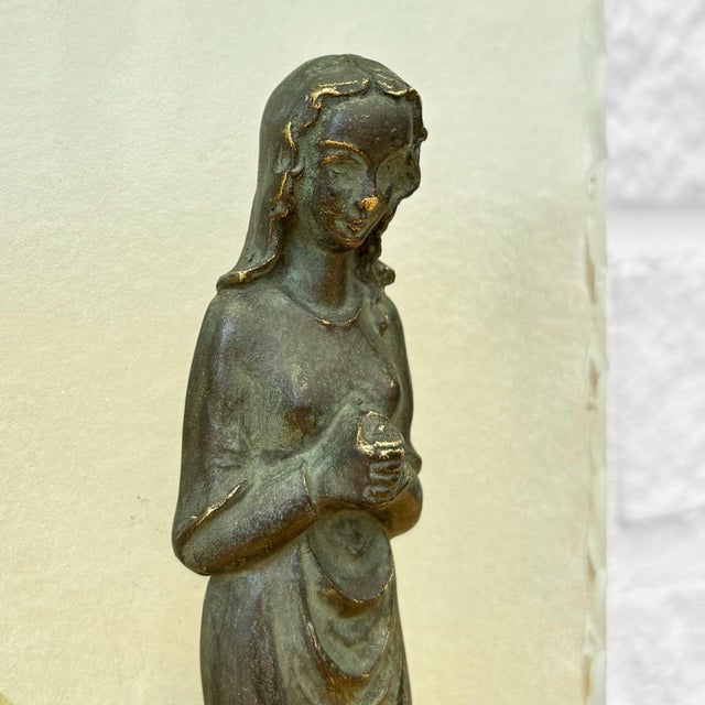 Swedish Modern Virgin Mary Wall Lamp in Brass and Frosted Glass, 1930s For Sale - Image 9 of 14