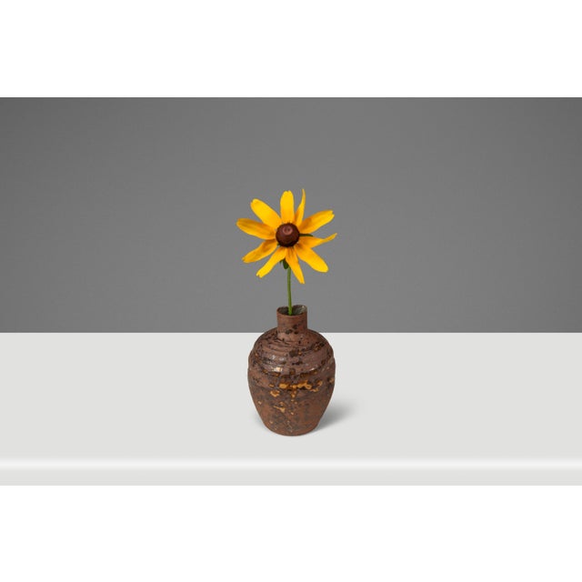 Set of Two (2) Miniature Vintage Ceramic Japanese Shigaraki Yaki Ikebana Flower Vases Vessels, Japan, C. 1960s For Sale - Image 12 of 18