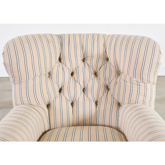 Wood Ralph Lauren Writer’s Chair and Ottoman in Amelot Linen For Sale - Image 7 of 18