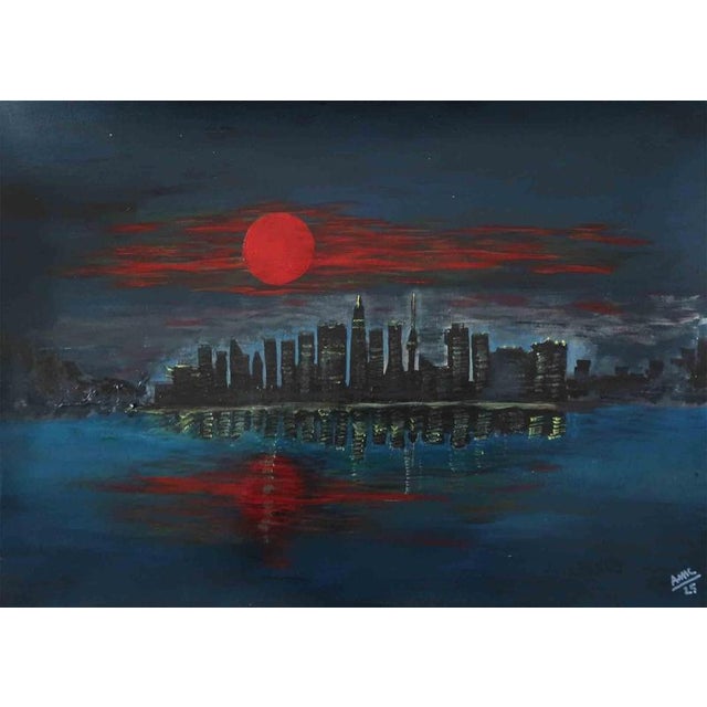 Early 21st Century Anna Maria Caboni, City Sunset, Acrylic Painting, 2025 For Sale - Image 5 of 5