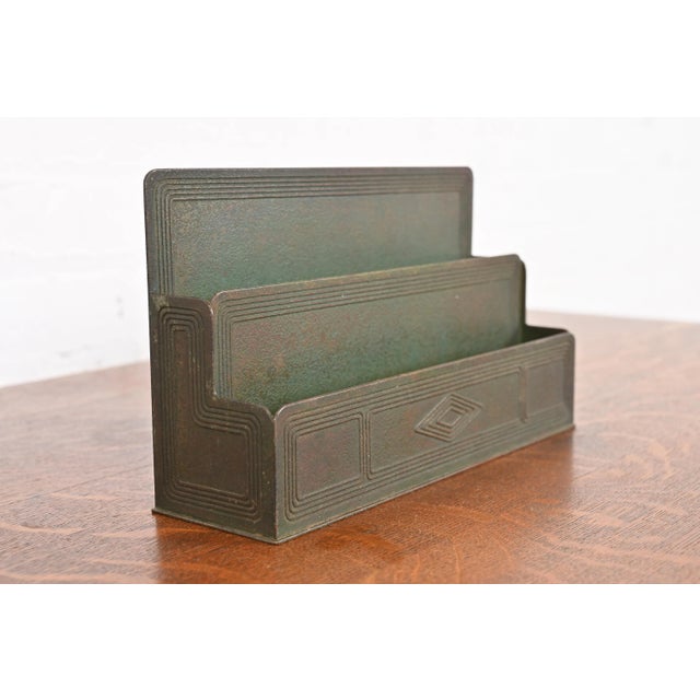 Tiffany Studios Tiffany Studios New York Graduate Bronze Letter Rack For Sale - Image 4 of 12
