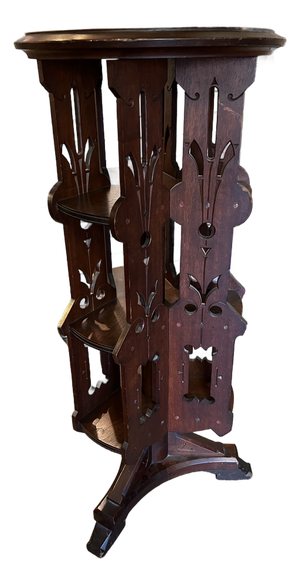 Antique Walnut Wood Revolving Bookcase