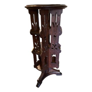Antique Walnut Wood Revolving Bookcase on Wheels For Sale