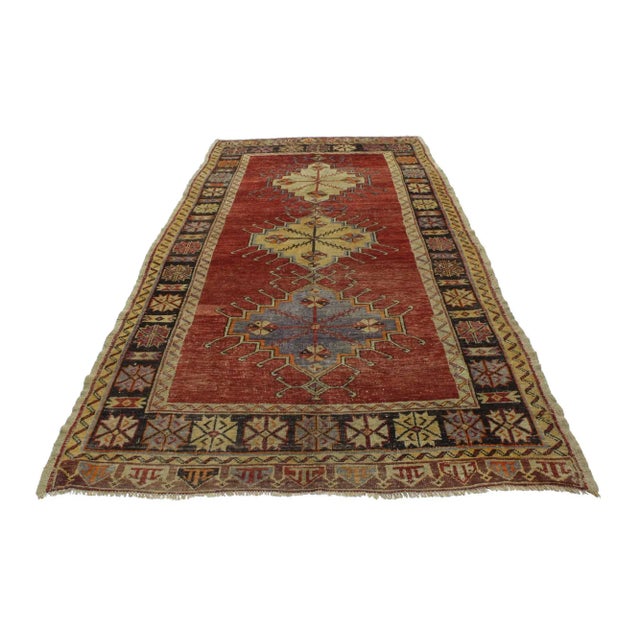 Rustic Vintage Turkish Oushak Gallery Rug, Wide Hallway Runner - 05'02 X 11'00 For Sale - Image 3 of 5