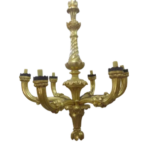 Monumental Antique Italian Giltwood Chandelier