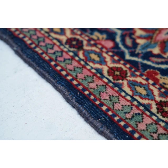 Blue Antique Kashan Dabir Rug 4'4'' x 6'8'' For Sale - Image 8 of 12