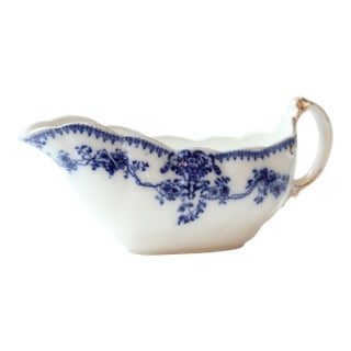 1890-1910 English Grindley Gilded (Flow Blue) Transferware Gravy Boat For Sale