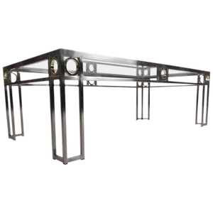 Modern Chrome and Brass Coffee Table