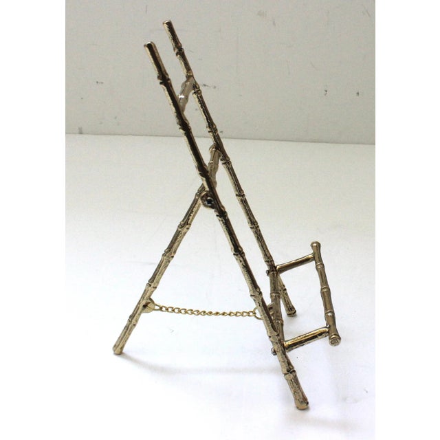 Vintage Faux Bamboo Polished Brass Tabletop Easel For Sale In West Palm - Image 6 of 11