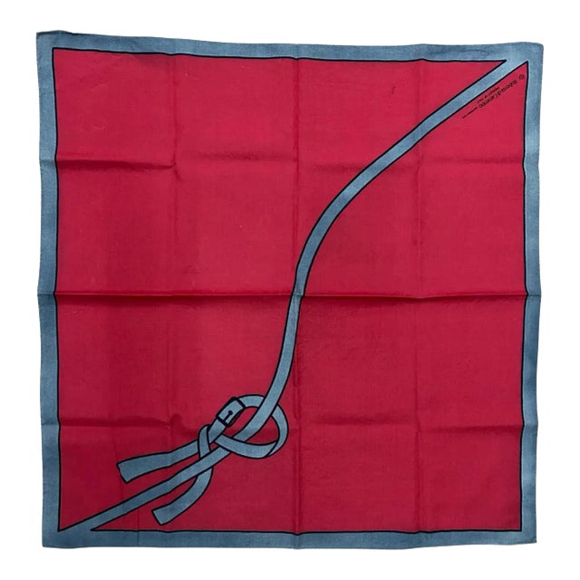 1980s Iconic Italian Red and Gray Silk Scarf by Roberta Di Camerino For Sale