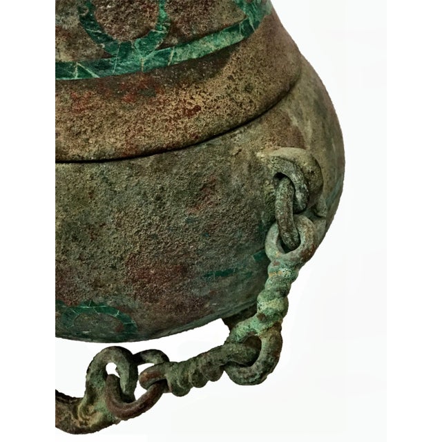 Antique Bronze Eastern Asia Wine Pot With Cup For Sale - Image 9 of 12