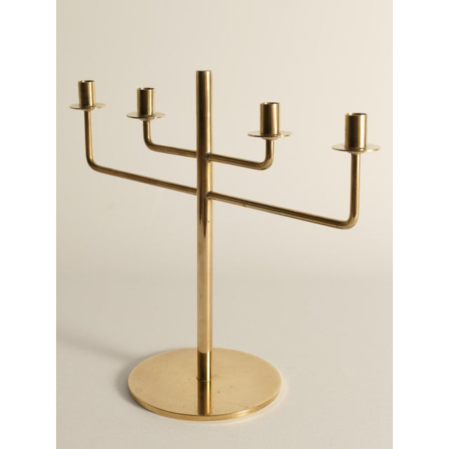 Scandinavian Modern Brass Candelabra by Hans-Agne Jakobsson, Markaryd, 1960s For Sale - Image 4 of 13