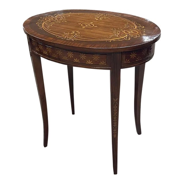 French Baroque Style Marquetry Side Table For Sale