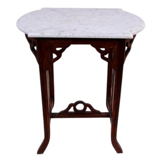 Arts and Crafts Side Table with Marble Top, 1900s For Sale