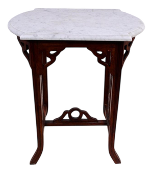 Arts and Crafts Side Table with Marble Top, 1900s
