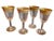 Early 20th Century Gold Rim Pink Glass Cordial Stemmed Glasses - Set of 4 For Sale