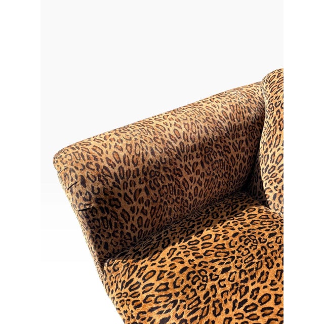 Oversized Leopard Print Club Lounge Chair | Rolled Arms & Camelback Crest | Includes Bolster Pillow For Sale - Image 16 of 16