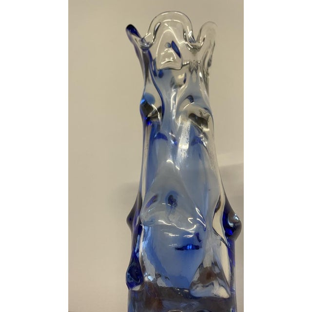 Blue and Clear Art Glass Vase by Josef Hospodka for Chribská, Former Czechoslovakia, 1960s For Sale - Image 14 of 16