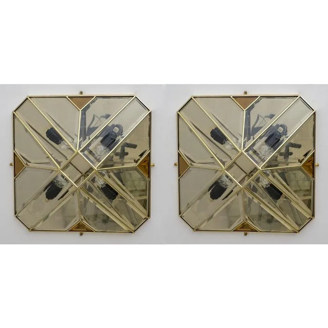 Modern Italian Half-Century Ceiling Lights in Brass and Frosted Glass, 1970s For Sale - Image 14 of 14