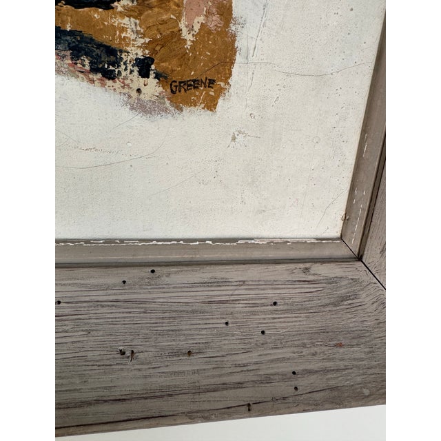 1950s Large Impasto Oil Painting Harbor Seascape Nautical Mid Century Signed Greene For Sale - Image 5 of 9