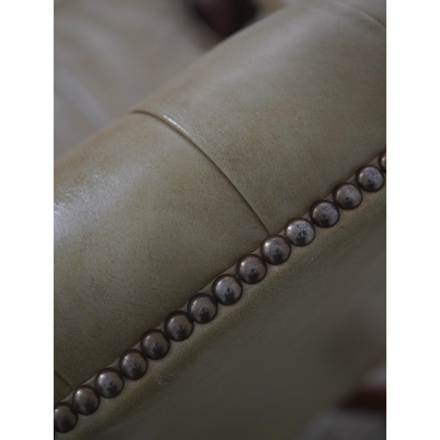 Classic Leather Tufted Rolling Desk Chair For Sale - Image 14 of 18