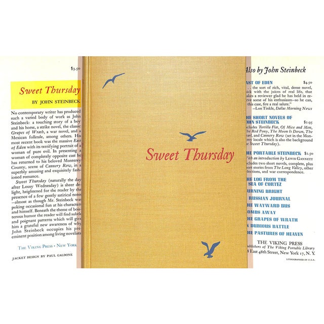 STEINBECK, John [273] pp. The Viking Press 1954 8 1/4" x 5 3/4" Jacket design by Paul Galdone Sweet Thursday is a 1954...