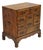 Vintage Italian Olive Wood Veneer Campaign Chest of Drawers Cabinet Side Table For Sale