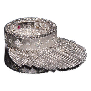 Late 20th Century Authentic Roberto Coin Princess Tassel Fringe Diamond Ring 18k White Gold, Size 7 For Sale