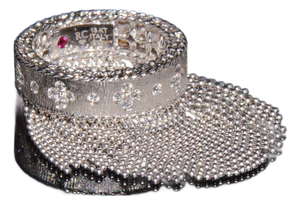 Late 20th Century Authentic Roberto Coin Princess Tassel Fringe Diamond Ring 18k White Gold, Size 7