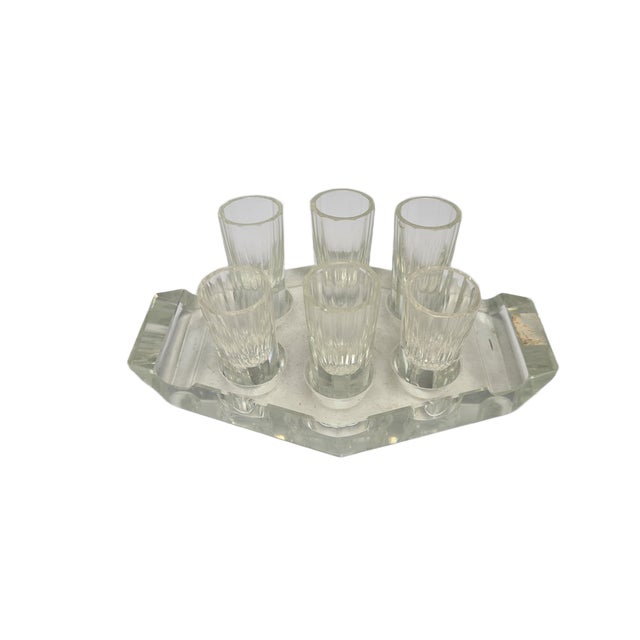 Art Deco Vodka Shot Glasses from Hortensja Glassworks, Poland, 1950s, Set of 7 For Sale - Image 8 of 18