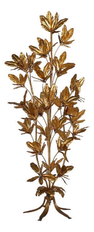 Large Laurel Floor Lamp with Golden Leaves by Hans Kögl, 1970s