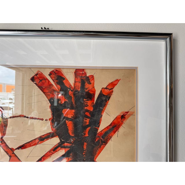 1970s 1970s Vintage Expressionist-Style Abstract Gouache - Watercolor Painting, Framed For Sale - Image 5 of 12