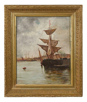 Unknown, Painting Sailboat on a Calm Sea, 1890, Oil on Canvas