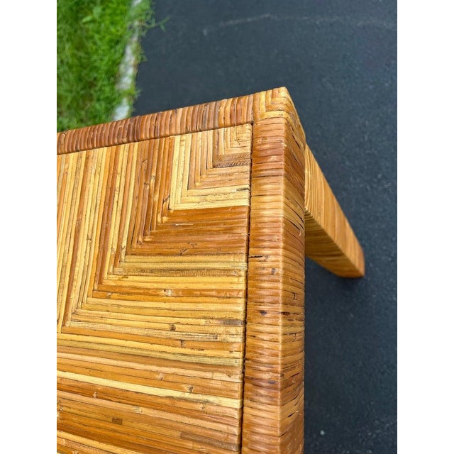 Billy Baldwin Style Wrapped Wicker Console Table With Minimalist Design For Sale - Image 16 of 18