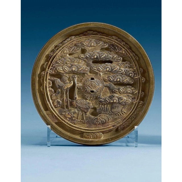 Antique Japanese Brass Mirror, 19th Century For Sale - Image 3 of 4