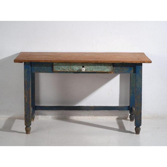 Wood European Rustic Pine Work Table by Amaru For Sale - Image 7 of 12
