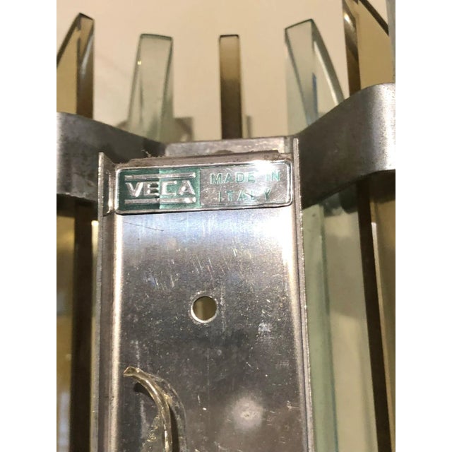 Mid-Century Italian Modern Glass & Metal Wall Sconces from Veca, Set of 2 For Sale - Image 6 of 10