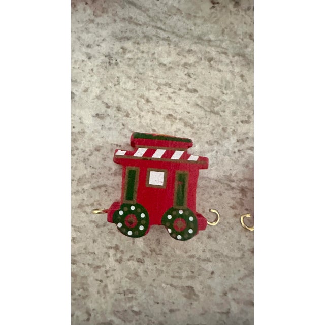 Vintage Christmas Candle Holder Wood Train Set and Round Hatbox Ornaments- 13 Pieces For Sale In Nashville - Image 6 of 12