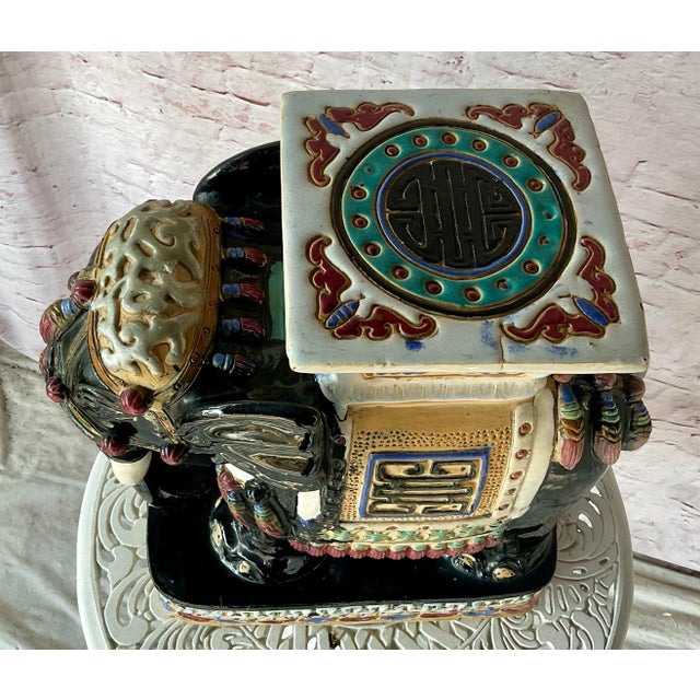 Late 20th Century Vintage Chinese Ceramic Elephant Garden Stool For Sale - Image 5 of 10