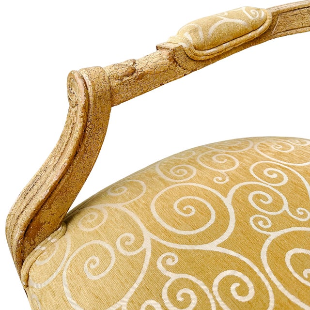 French Louis XVI Medallion Back Armchair With Crème-Peinte Distressed Finish For Sale - Image 11 of 17