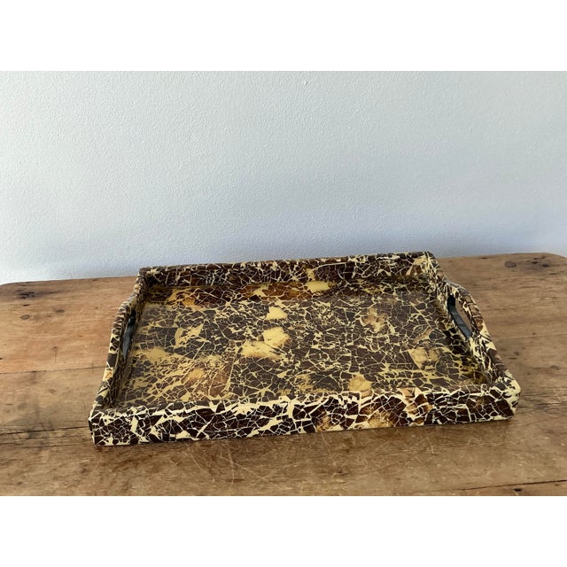 Vintage Boho Lacquered Coconut Shell Tray For Sale - Image 9 of 9