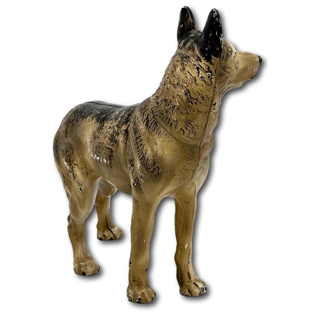 Hard to Find Vintage 1930s Hubley Manufacturing Co. Cast Iron German Shepherd Dog Doorstop For Sale - Image 10 of 17