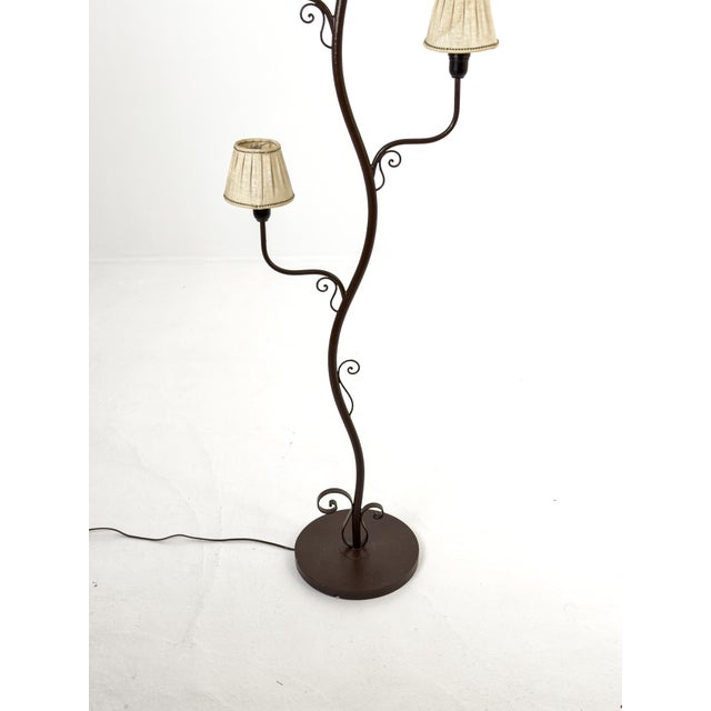 Swedish Grace Sculptural Floor Lamp attributed to Tor Wolfenstein for Bjerkås, Sweden, 1930s For Sale - Image 3 of 12