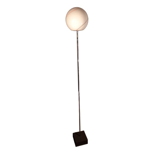 Floor Lamp with Cast Iron Base and Glass with Colored Lines by Roberto Pamio for Leucos, 1960s For Sale