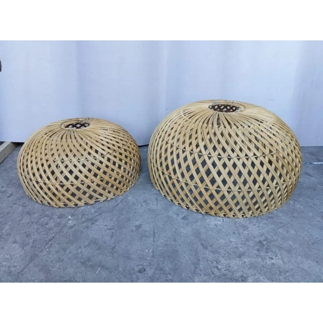 2020s Rattan Dome Swirl Pendant Light Small For Sale - Image 5 of 7
