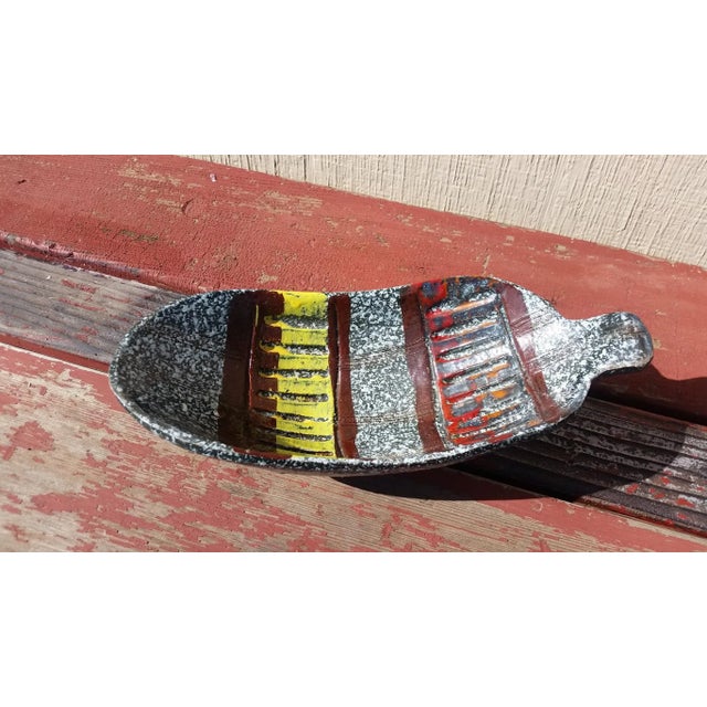 Italian Mid Century Patterned Ceramic "Bean" Bowl For Sale - Image 4 of 5