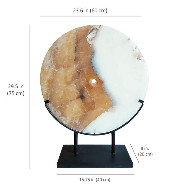 Gemstone Indonesian Onyx Disk on Stand For Sale - Image 7 of 13