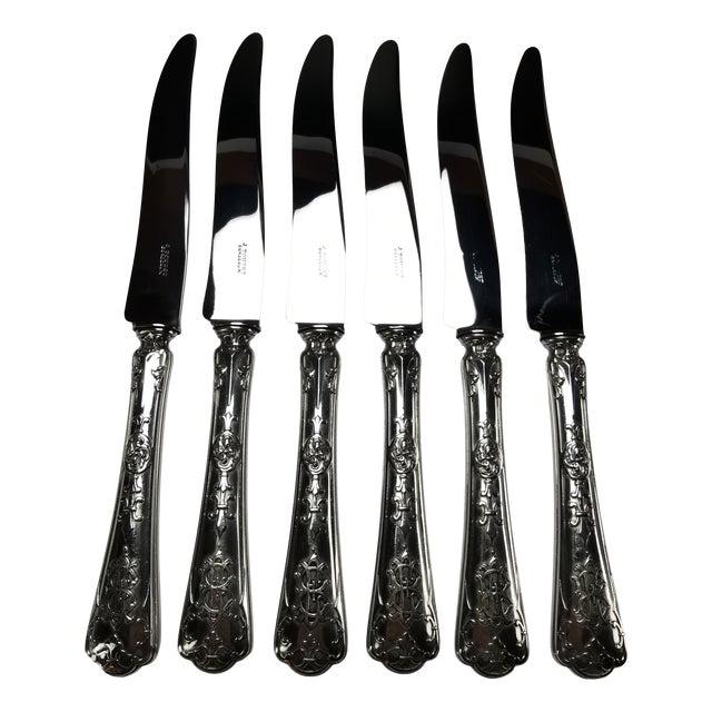 Fer De Lance Table Knives in Silver from Puiforcat, Set of 6 For Sale