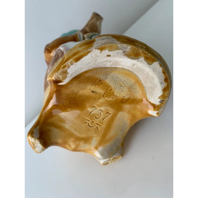 Glass Antique Frie Onnaing Majolica Barbotine Pig Pitcher For Sale - Image 7 of 13